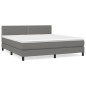 vidaXL Cama box spring con colchón tela gris oscuro 160x200 cm vidaXL Cama box spring con colchón tela gris oscuro 160x200 cm