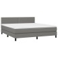 vidaXL Cama box spring con colchón tela gris oscuro 160x200 cm vidaXL Cama box spring con colchón tela gris oscuro 160x200 cm