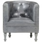 vidaXL Sillón diseño de cubo cuero auténtico gris vidaXL Sillón diseño de cubo cuero auténtico gris