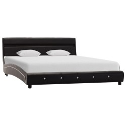 vidaXL Estructura de cama con LED de cuero sintético negro 140x200 cm