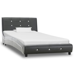 vidaXL Estructura de cama de cuero sintético gris 90x200 cm
