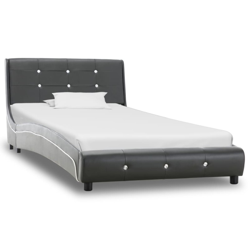 vidaXL Estructura de cama de cuero sintético gris 90x200 cm