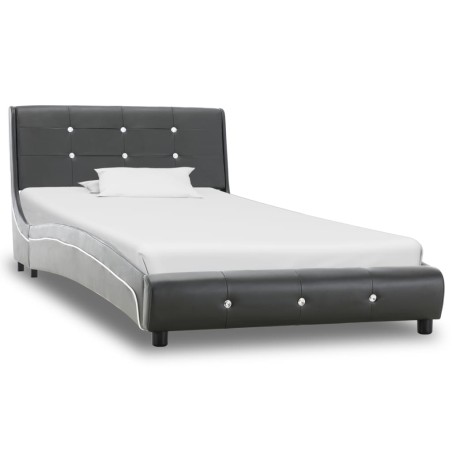 vidaXL Estructura de cama de cuero sintético gris 90x200 cm