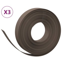 vidaXL Borduras de jardín 3 uds polietileno marrón 10 m 10 cm