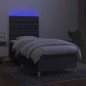 vidaXL Cama box spring colchón y luces LED tela gris oscuro 100x200 cm vidaXL Cama box spring colchón y luces LED tela gris oscuro 100x200 cm
