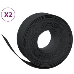 vidaXL Borduras de jardín 2 uds polietileno negro 10 m 20 cm