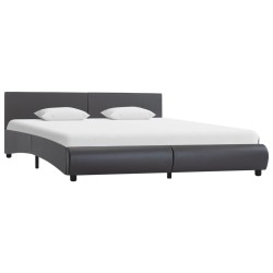 vidaXL Estructura de cama de cuero sintético gris 180x200 cm