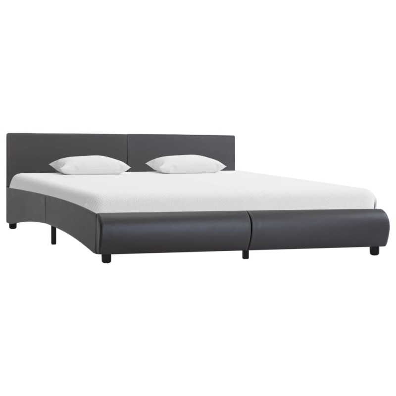 vidaXL Estructura de cama de cuero sintético gris 180x200 cm vidaXL Estructura de cama de cuero sintético gris 180x200 cm