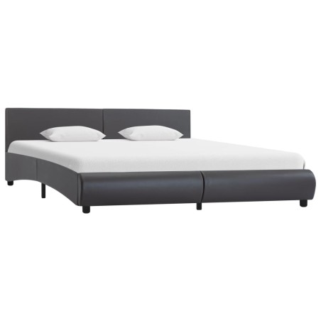 vidaXL Estructura de cama de cuero sintético gris 180x200 cm