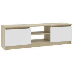vidaXL Mueble de TV de aglomerado blanco roble Sonoma 120x30x35,5 cm 