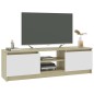 vidaXL Mueble de TV de aglomerado blanco roble Sonoma 120x30x35,5 cm 