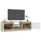 vidaXL Mueble de TV de aglomerado blanco roble Sonoma 120x30x35,5 cm 