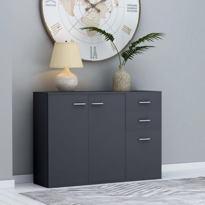 vidaXL Aparador de madera contrachapada gris 105x30x75 cm vidaXL Aparador de madera contrachapada gris 105x30x75 cm