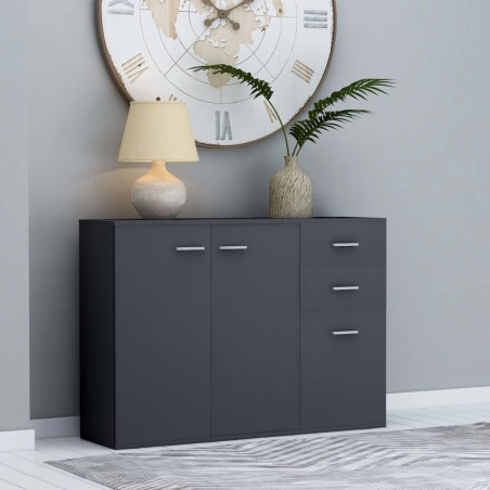 vidaXL Aparador de madera contrachapada gris 105x30x75 cm