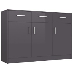 vidaXL Aparador de madera contrachapada gris brillante 110x30x75 cm