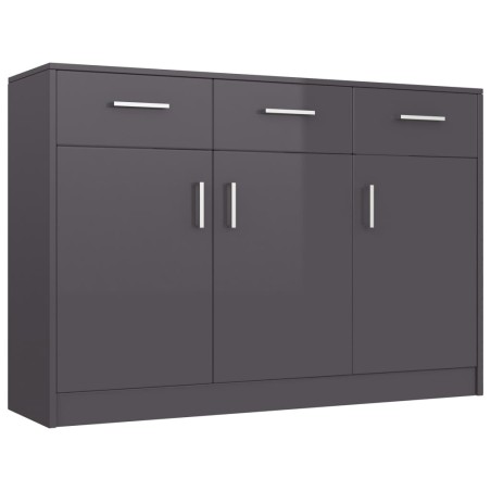 vidaXL Aparador de madera contrachapada gris brillante 110x30x75 cm