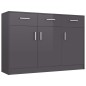 vidaXL Aparador de madera contrachapada gris brillante 110x30x75 cm vidaXL Aparador de madera contrachapada gris brillante 110x30x75 cm