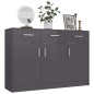 vidaXL Aparador de madera contrachapada gris brillante 110x30x75 cm vidaXL Aparador de madera contrachapada gris brillante 110x30x75 cm