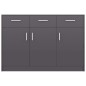 vidaXL Aparador de madera contrachapada gris brillante 110x30x75 cm vidaXL Aparador de madera contrachapada gris brillante 110x30x75 cm