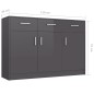 vidaXL Aparador de madera contrachapada gris brillante 110x30x75 cm vidaXL Aparador de madera contrachapada gris brillante 110x30x75 cm