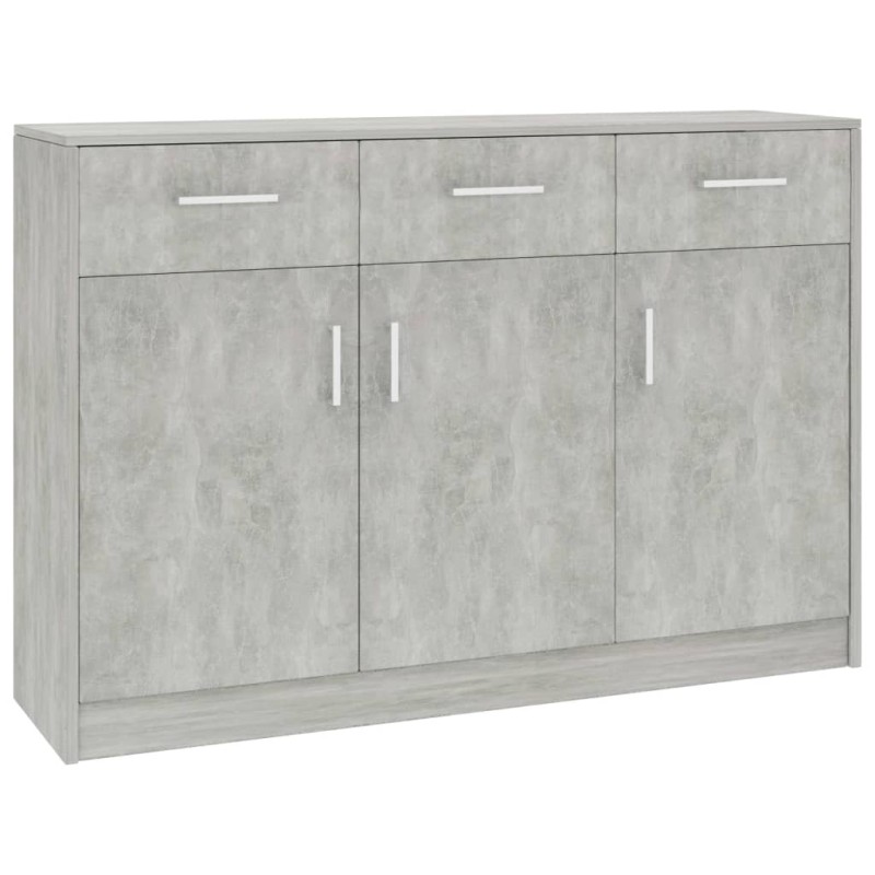 vidaXL Aparador de madera contrachapada gris hormigón 110x30x75 cm vidaXL Aparador de madera contrachapada gris hormigón 110x30x75 cm