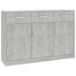vidaXL Aparador de madera contrachapada gris hormigón 110x30x75 cm vidaXL Aparador de madera contrachapada gris hormigón 110x30x75 cm