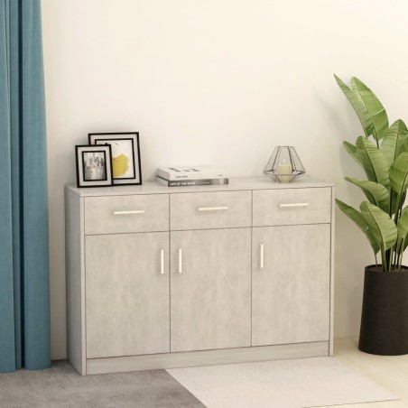 vidaXL Aparador de madera contrachapada gris hormigón 110x30x75 cm