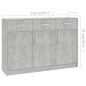 vidaXL Aparador de madera contrachapada gris hormigón 110x30x75 cm vidaXL Aparador de madera contrachapada gris hormigón 110x30x75 cm