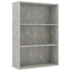 vidaXL Estantería de 3 niveles contrachapada gris hormigón 80x30x114cm