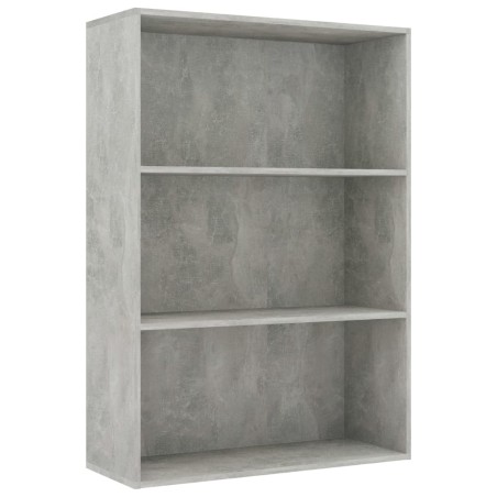vidaXL Estantería de 3 niveles contrachapada gris hormigón 80x30x114cm