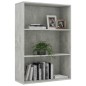 vidaXL Estantería de 3 niveles contrachapada gris hormigón 80x30x114cm