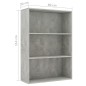 vidaXL Estantería de 3 niveles contrachapada gris hormigón 80x30x114cm