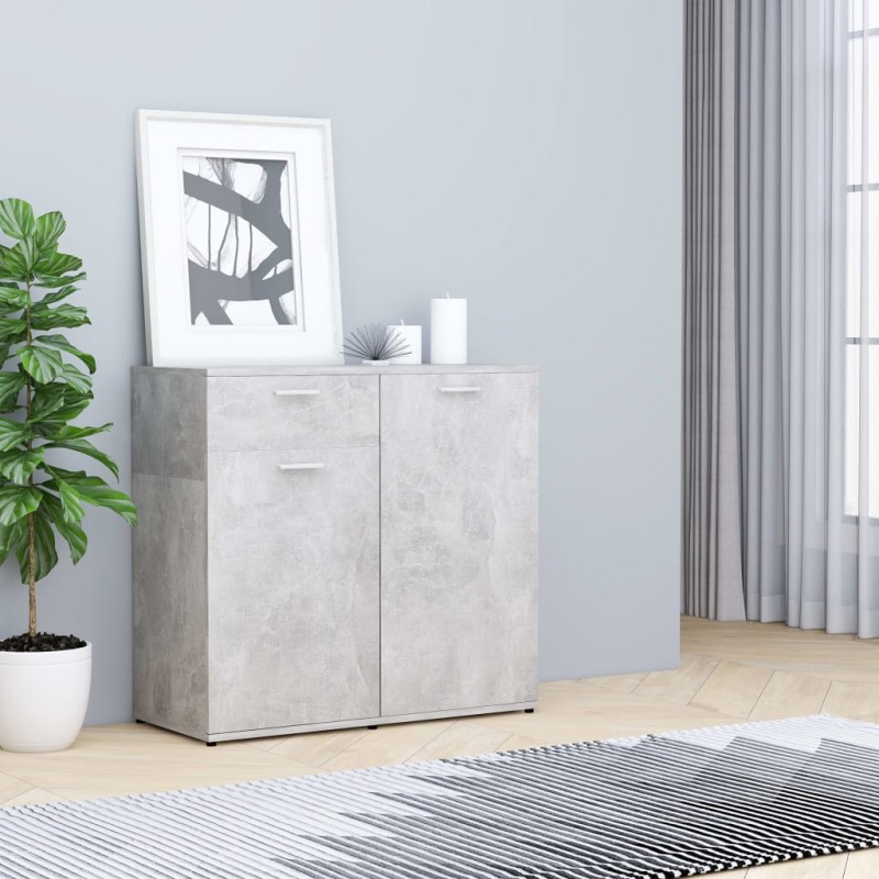 vidaXL Aparador de madera contrachapada gris hormigón 80x36x75 cm vidaXL Aparador de madera contrachapada gris hormigón 80x36x75 cm