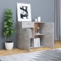 vidaXL Aparador de madera contrachapada gris hormigón 80x36x75 cm vidaXL Aparador de madera contrachapada gris hormigón 80x36x75 cm