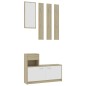 vidaXL Mueble de entrada contrachapada blanco y roble 100x25x76,5 cm vidaXL Mueble de entrada contrachapada blanco y roble 100x25x76,5 cm