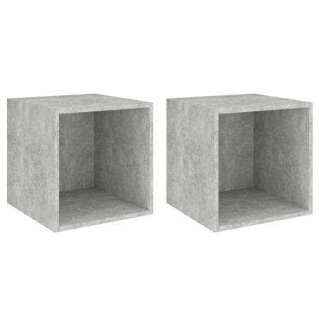 vidaXL Armario de pared 2 uds madera gris hormigón 37x37x37 cm