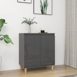 vidaXL Aparador y patas madera contrachapada gris brillo 60x35x70 cm