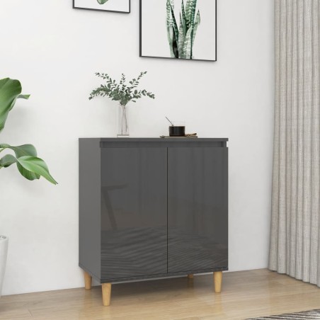 vidaXL Aparador y patas madera contrachapada gris brillo 60x35x70 cm