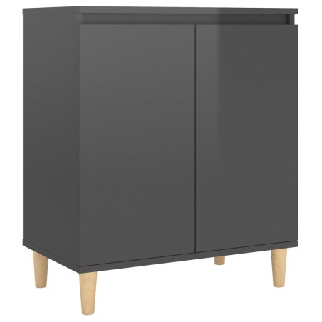 vidaXL Aparador y patas madera contrachapada gris brillo 60x35x70 cm