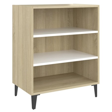 vidaXL Aparador madera contrachapada blanco y roble Sonoma 57x35x70 cm