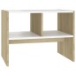 vidaXL Mesa auxiliar madera contrachapada blanco y roble 60x40x45 cm vidaXL Mesa auxiliar madera contrachapada blanco y roble 60x40x45 cm
