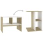 vidaXL Mesa auxiliar madera contrachapada blanco y roble 60x40x45 cm vidaXL Mesa auxiliar madera contrachapada blanco y roble 60x40x45 cm