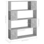 vidaXL Estantería divisor de espacios gris hormigón 100x24x124 cm vidaXL Estantería divisor de espacios gris hormigón 100x24x124 cm