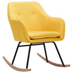 vidaXL Silla mecedora de tela amarilla mostaza