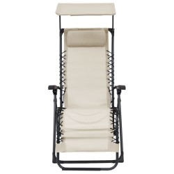vidaXL Tumbona plegable de textilene crema