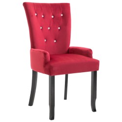 vidaXL Silla de comedor con reposabrazos de terciopelo rojo