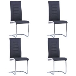 vidaXL Sillas voladizas de comedor 4 unidades cuero sintético negro