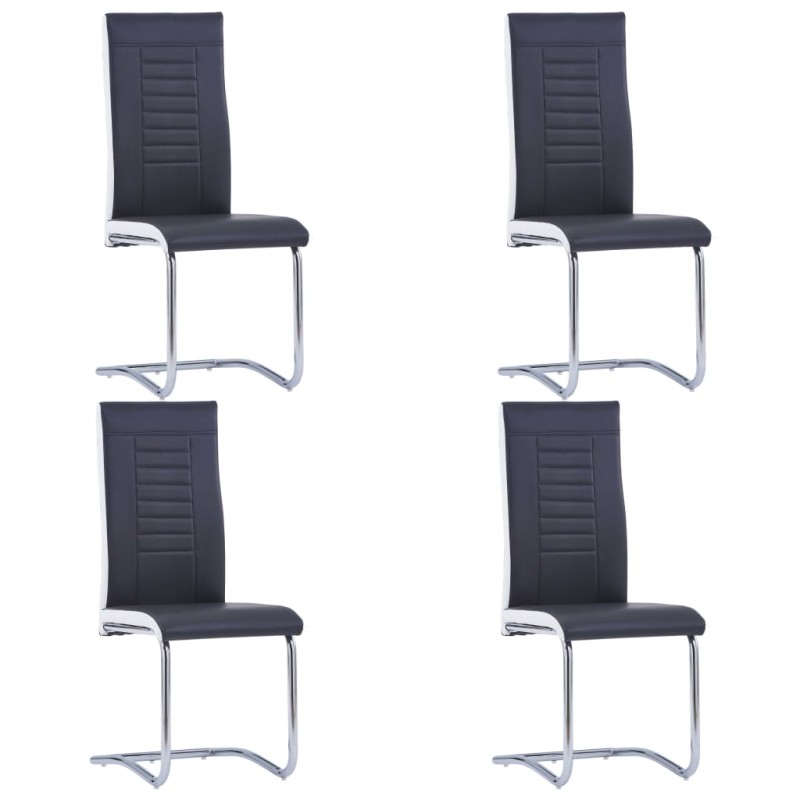 vidaXL Sillas voladizas de comedor 4 unidades cuero sintético negro vidaXL Sillas voladizas de comedor 4 unidades cuero sintético negro