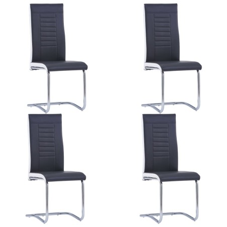 vidaXL Sillas voladizas de comedor 4 unidades cuero sintético negro