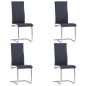 vidaXL Sillas voladizas de comedor 4 unidades cuero sintético negro vidaXL Sillas voladizas de comedor 4 unidades cuero sintético negro
